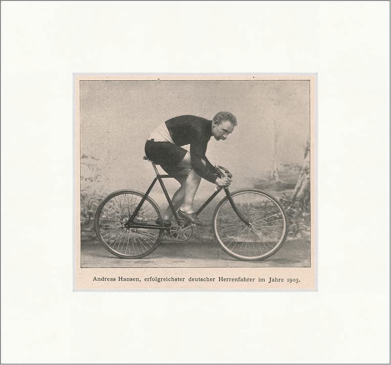  Biller Antik Andreas Hansen, pilota tedesco 1903 bicicletta sport vittoria F_Vintage 00585