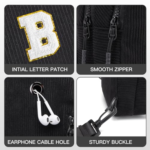 Image of Viverte Small Corduroy Sling Bag Initial Crossbody Bag Fanny Pack for Girls Personalized Birthday Gifts for Teen Girls Gifts