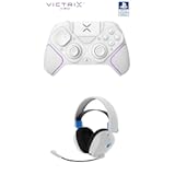 PDP Victrix Pro BFG Wireless Gaming Controller Playstation 5/PS5/PS4/PC, Modular Esports Gamepad Remappable Customizable Triggers/Paddles/D-Pad/Fightpad Phantom Air Dual-Mode Wireless Headset: White