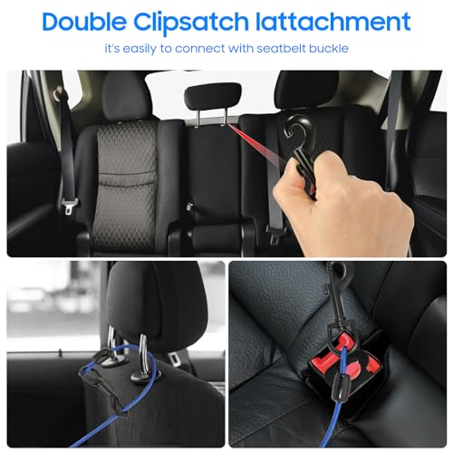 Dog Car Harnesses, Dog Seatbelt of Coated Wire Leash Safety Restraint, No Chew Tether Cable Vehicle Dog Accessories, Double Clips & Latch Attachment (Black, 24 inch/60 cm) - Image 4