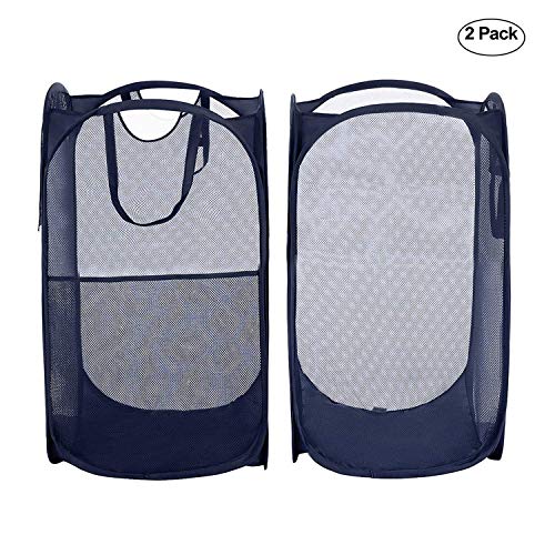 Free Walker Pop Up Laundry Hamper,Foldable Mesh Popup Hamper with Side Pocket and Sturdy Handles for Kids and Adults,Easy To Carry and Stand Up,Pack of 2