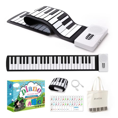 AIVANONE 49 Key Roll Up Piano, Portable Silicone Keyboard...