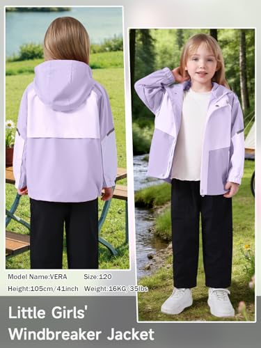 Image of Miipat Toddler Girls Rain Jacket Lightweight Waterproof Hooded Jackets Little Kids Windbreaker Outerwear Raincoats