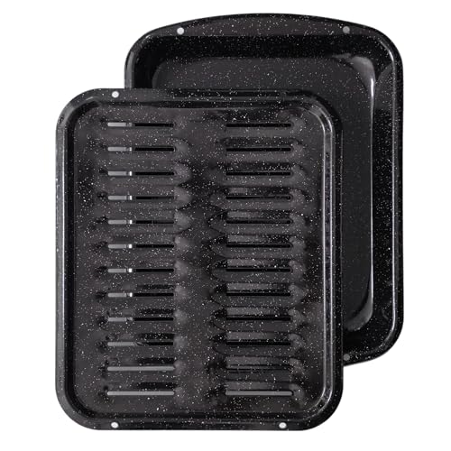 Comparison: Best Broiler Pan For Oven 3 Broiler Pan for Oven Nonstick 16.75” x 13” Porcelain Nonstick Coated - Broiling Pan for Oven Withstands Heat up to 550° F - Heavy Duty Broil Pans and Rack Circulates Heat and Drains Fat (Speckled)