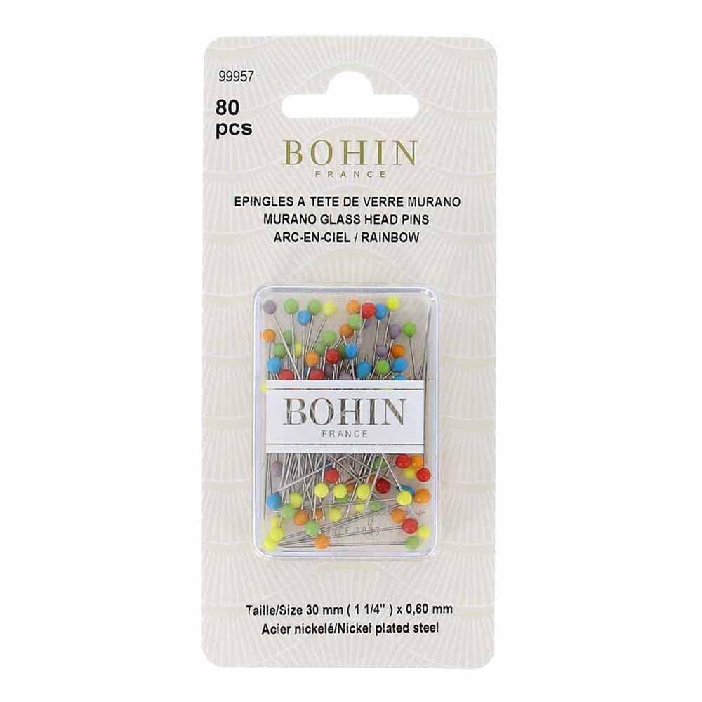 Bohin Glass Head 1 3/16 in Rainbow Pin