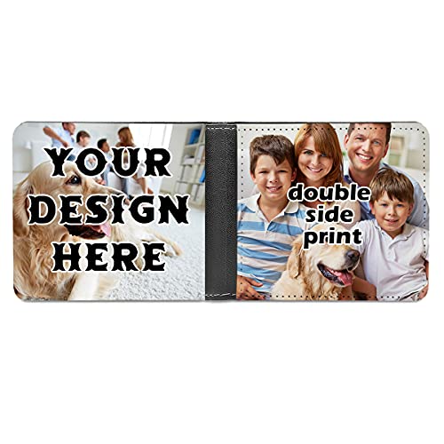 Custom Photo Wallet for Men,PU Leather Personalized Bifold Wallet Customized Card Holder Wallets RFID Blocking Double Sided Print Picture Wallet Father's Day Gift for Dad Son Grandfather