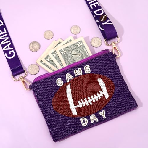 Game Day Purse for Women Beaded Football Crossbody Purse Shoulder Bag Game Day Outfits Football Mom Accessories2