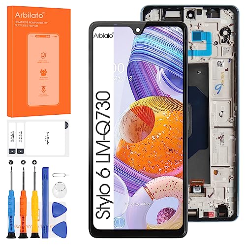 LCD for LG Stylo 6 Screen Replacement for Stylo 6 LCD Screen Q730, LMQ730TM,LM-Q730TM Touch Display Digitizer Assembly Repair Parts（Black with Frame）