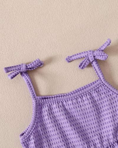 Image of Weebaby Baby Clothes Girl Toddler Summer Outfits Infant Casual Sleeveless Halter Ruffle Tank Cute Short Set Baby Clothing