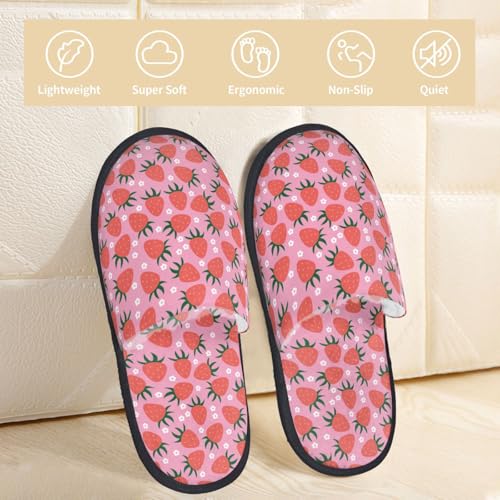Strawberry Print House Slippers For Women And Men,Soft Slippers With Memory Foam,Non-Slip Indoor Home Shoes2