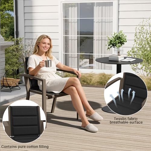 JUMMICO Garten Balkon Möbel Set Aluminium Leichtgewicht Stapelbare Stühle mit Textilpolster Stabil und Einfach Montiert,4 Personen Set