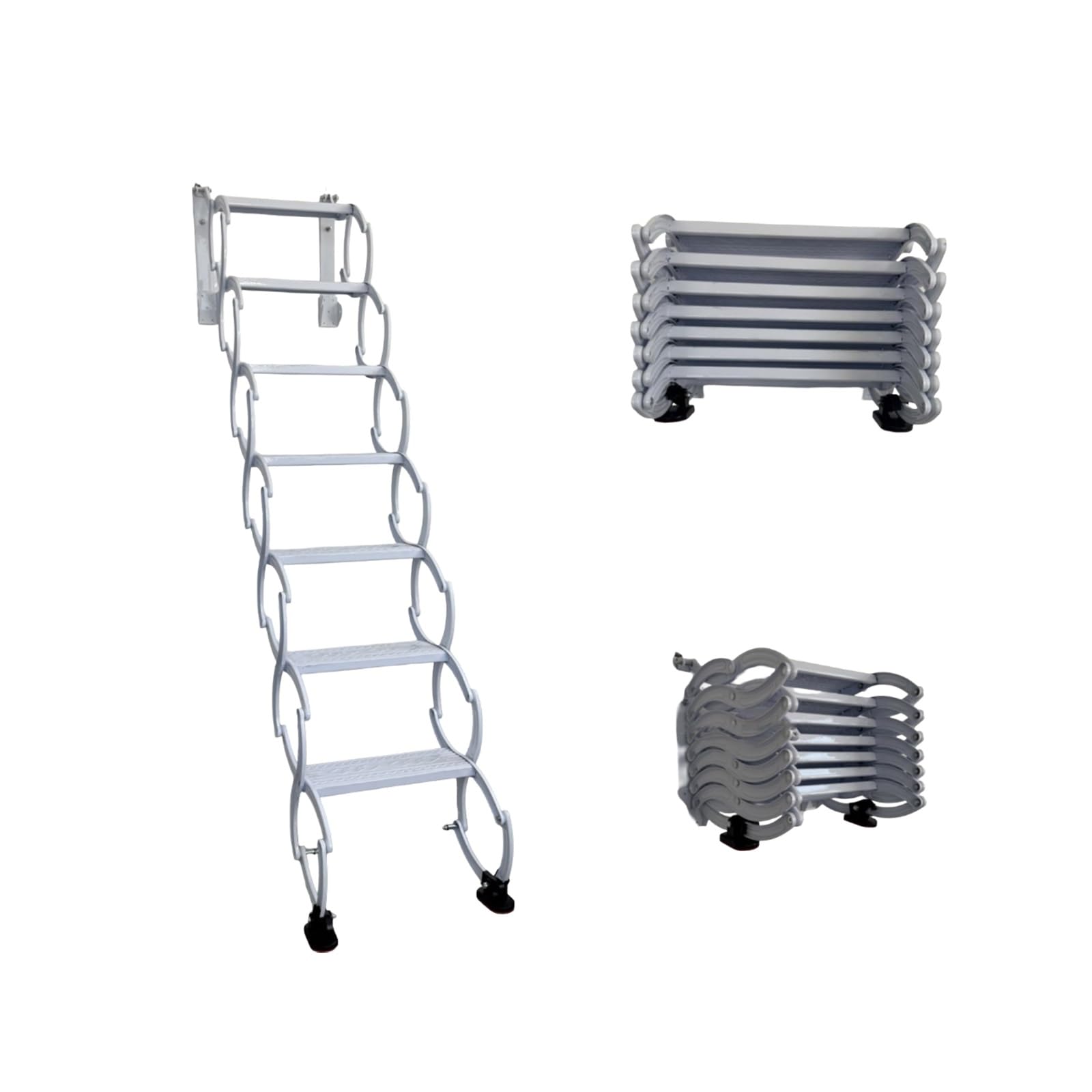 Einziehbare, Faltbare Dachbodenleiter, Teleskop-Dachbodenleiter mit Pull-Down-System, Dachboden für drinnen und draußen, an der Wand montierte Dachbodentreppe, Zugangsleiter(4 Steps 130CM)
