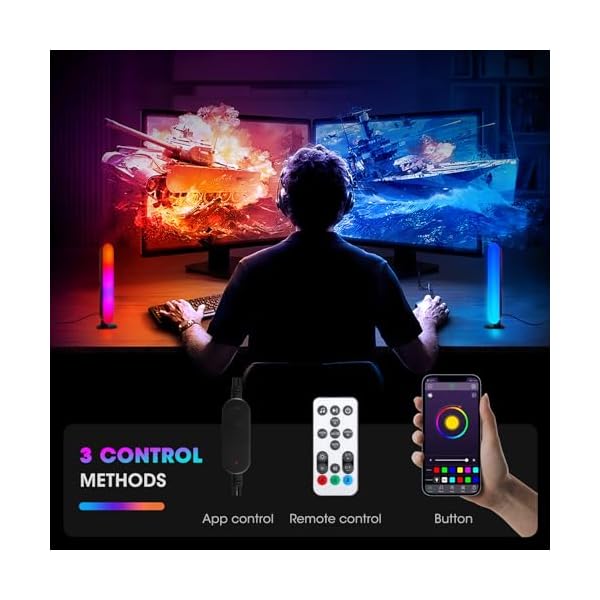 HuuppHip Smart LED Light Bar 2 Pack, RGB Smart Desk Lamp TV Backlight with Multiple Lighting Effects and Music Modes, Sync with Music, APP Remote Control Ambient Lighting Flow Light Bar for Gaming/TV/PC/Room [Energy Class E] - Image 3