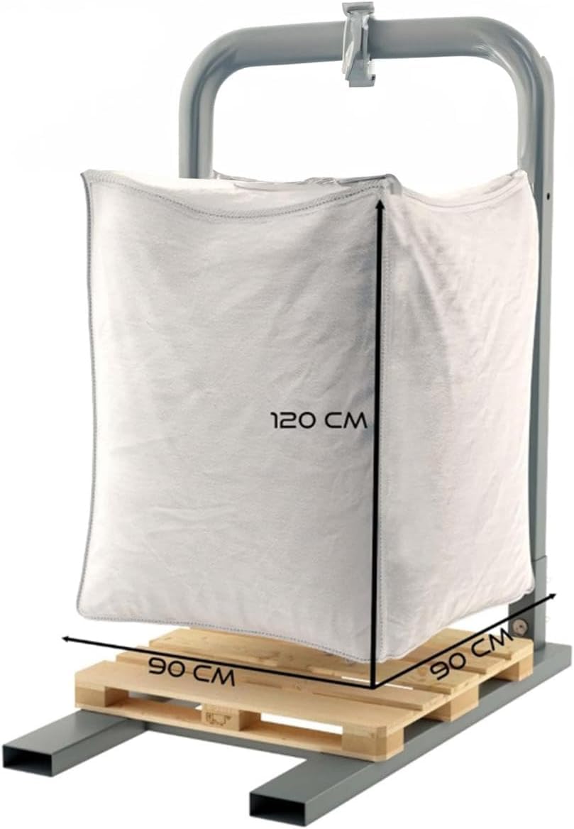 SIMPLETEK - Sacco Big Bag in Polipropilene 1000kg Portata | 90x90x120 cm | Chiusura a Caramella | Per rifiuti (Ricondizionato)