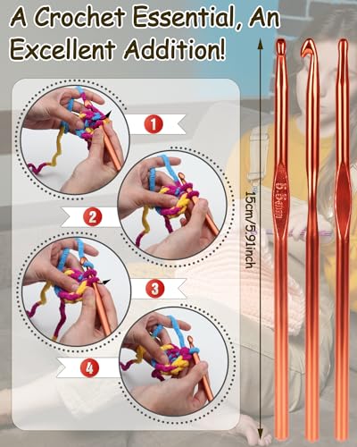 Image of Coopay Crochet Hooks 19PCS Multicolor Aluminum Crochet Set, Smooth Crochet Hook Kit with Stitch Markers, Beginners Crochet Needles for Crocheting Yarn, 2.0mm-6.0mm Crochet Hook for Arthritic Hands