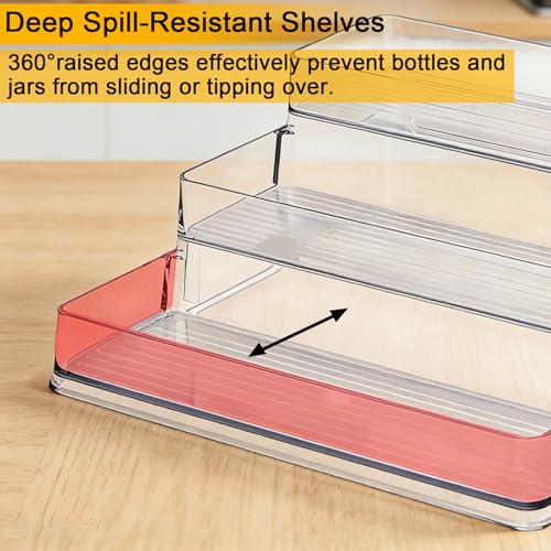 Clear 3-Tier Spice Rack, 2 Pack Acrylic Spice Organizer for Cabinet, No Assembly Spice Rack Organiser for Condiment, Seasoning, Deep Kitchen Storage for Inside Cupboard - Image 5