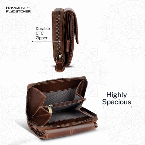 Wallet for Women - Genuine Leather Ladies Wallet - 14 Card Slots - RFID Protection - 3 ID Card Slots -RFID Wallet women -Daily Use, Women Money Purse - Blazing Brown4