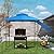 COBANA Grill Gazebo 8’x 5’ Outdoor Patio Backyard BBQ Grill Shelter with Side Awning, Double Tiered Soft Canopy Top with Steel Frame and Bar Counters, Blue