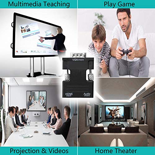 Image of YACSEJAO HDMI to VGA Adapter with 3.5mm Audio Jack HDMI Female to VGA Male Converter，Compatible for Computer, Desktop, Laptop, PC, Monitor, Projector, HDTV, Chromebook, Roku, Xbox and More