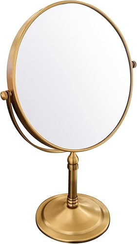 Espejo de maquillaje de oro rosa con oro 1X10X de pie libre 8 pulgadas 360 giratorio de doble cara espejo de tocador de mesa de metal