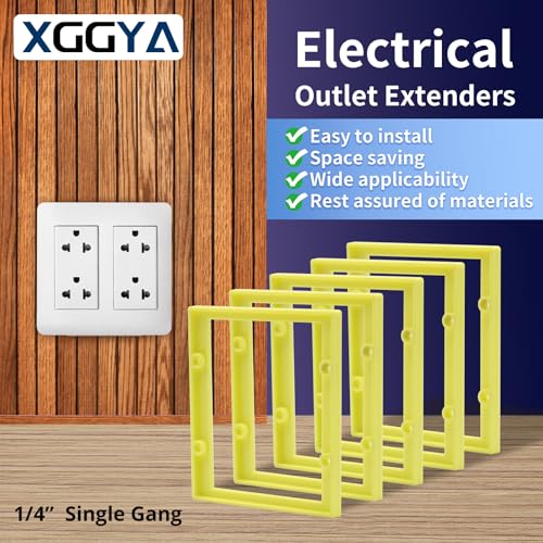1/4” Double Gang Receptacle Outlet Box Extender,Yellow 2 Gang Electrical Box Extender with Screws,Complies with Applicable Electrical Codes,6Pack
