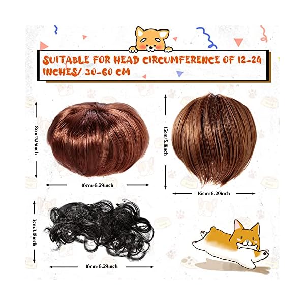 Mtlee 6 pieces wigs for dogs funny dog wig retro pet round sunglasses dog cosplay costumes accessories small dog headwear for holiday party decor - image 3