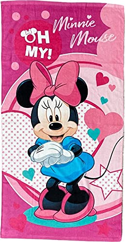 arlis Drap de Plage Minnie Disney ou Serviette de Bain Minnie Disney 70 X 140 Cm en Coton (Serviette Minnie Disney)