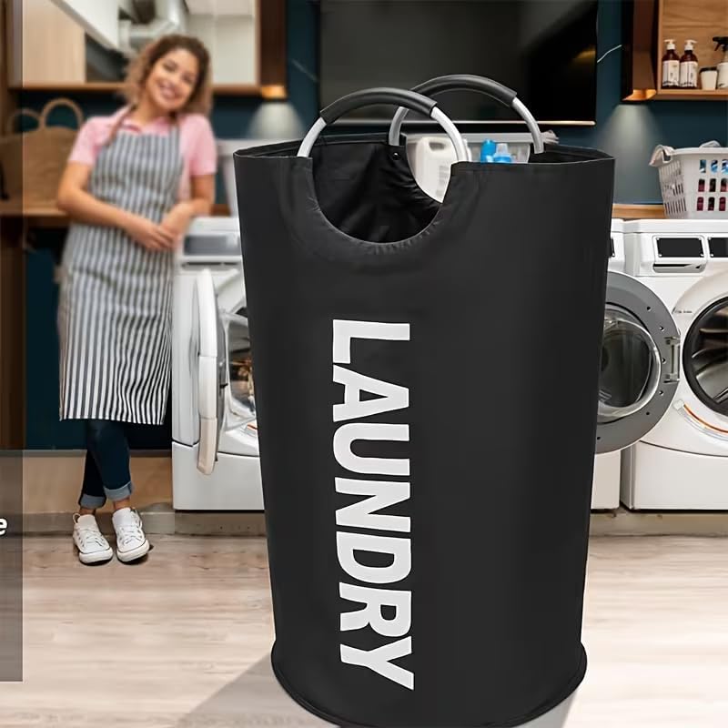 1Pc Large Portable Laundry Basket with Foldable Bag, Independent High Hanger, Wear-resistant Clothes Organizer, Spacesaving Design, Compact Storage, Reinforced Stitching, Sturdy Construction