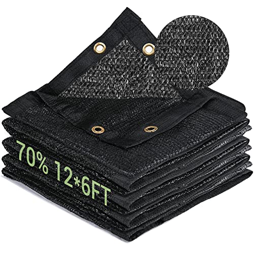 70% Garden Shade Cloth, 12x6FT HDPE Mesh Tarp with Upgraded Grommets, UV-Resistant Outdoor Sun Shades for Greenhouse, Garden, Patio Plants, Pergola