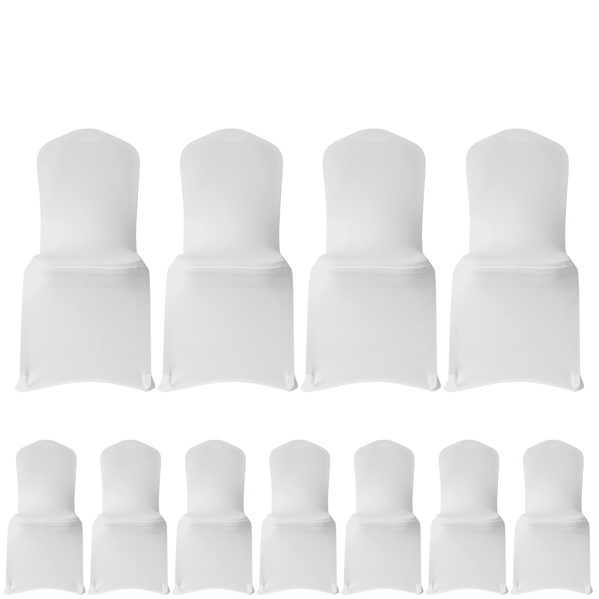 WedDecor Wedding Chair Covers Spandex Stretch Slipcovers, White, Set of 10