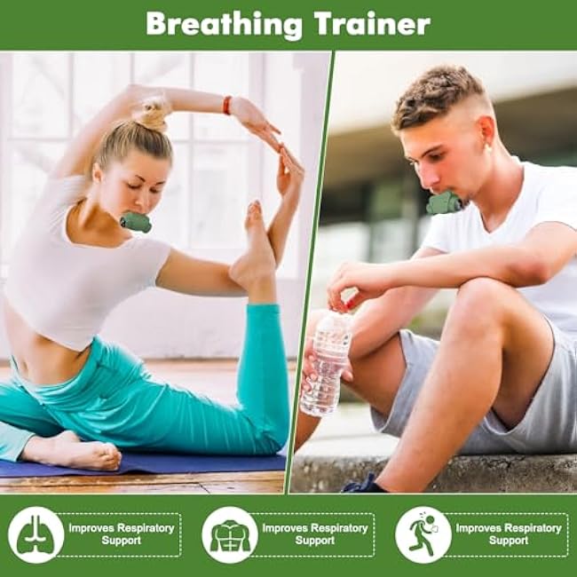 Breathing Exercise Device, Compact Guided Portable Breathing Trainer, Excellent for Sports, Performers, Singers, Hikers, Yoga, Mountain Climbers