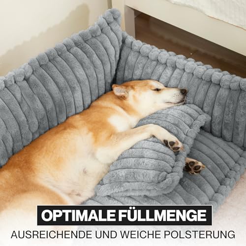 noviclass® Hundesofa Chaffar Hundebett | Orthopädische Matratze | Moderner Stil | Cord-Design Größen (Lichtgrau, XL (120cm))