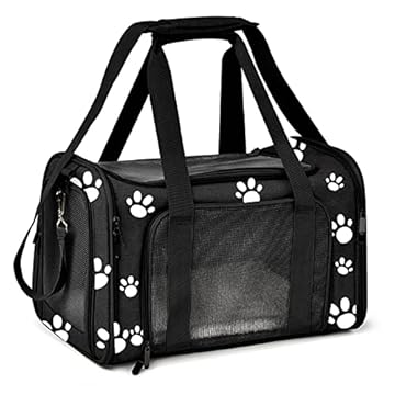Bolsa de Transporte Pet Avião Viagem para Reforçada Cachorros e Gatos Cabine - Duke & Dixie (Preto/Pata)
