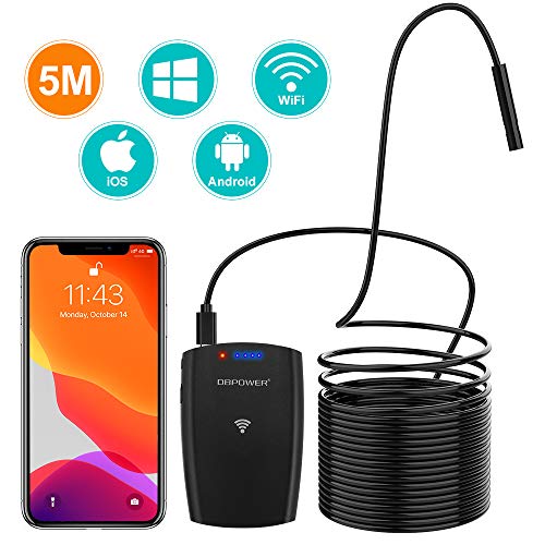 DBPOWER WiFi Endoscope, 2MP HD Inspection Camera, 8.5mm 6 Adjustable LEDs, IP67 Waterproof