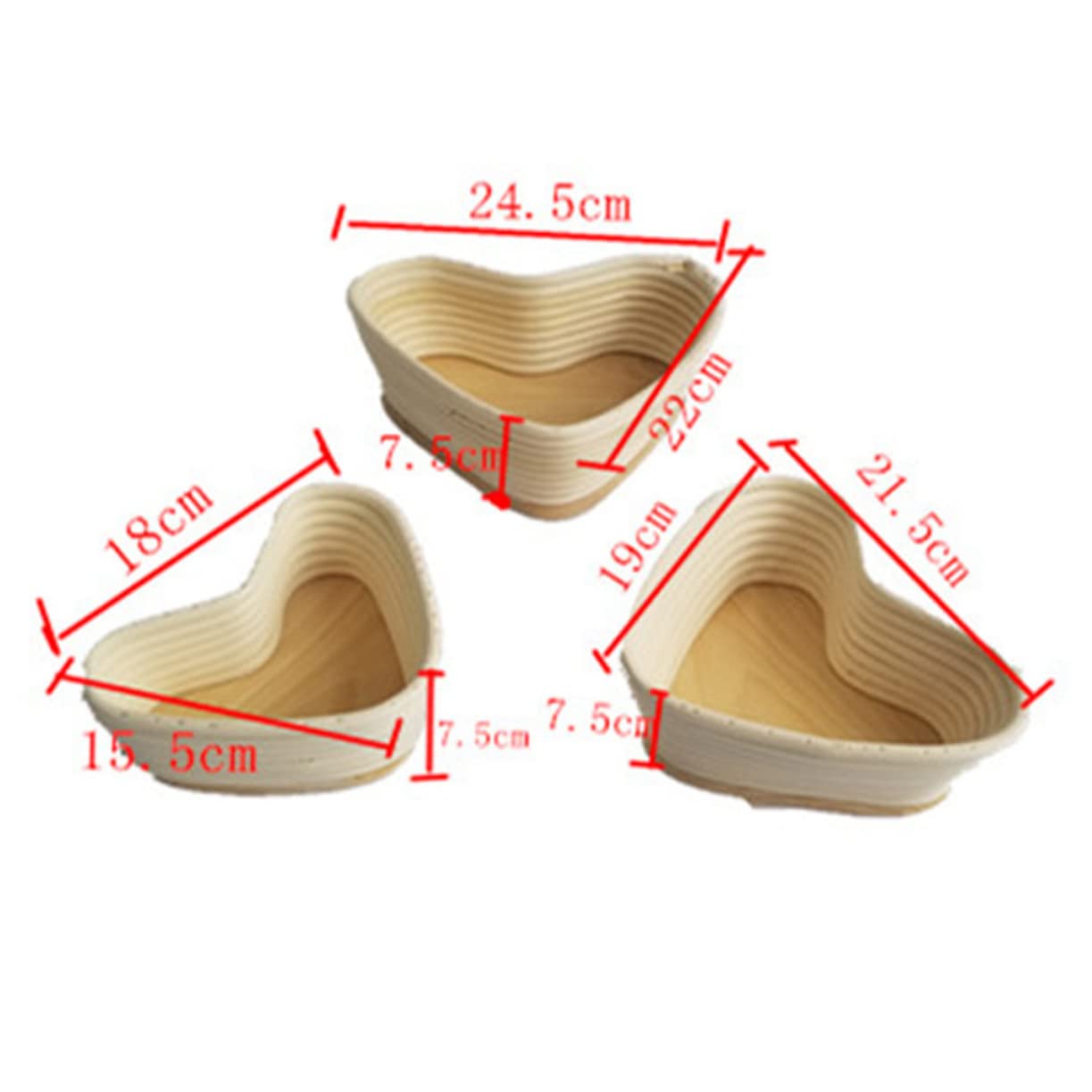 FONDOTIN Unbleached Heart Shape Rattan Proofing Basket Natural Baking Accessory with Cover for Artisan Bread Making for Sourdough and Proofing
