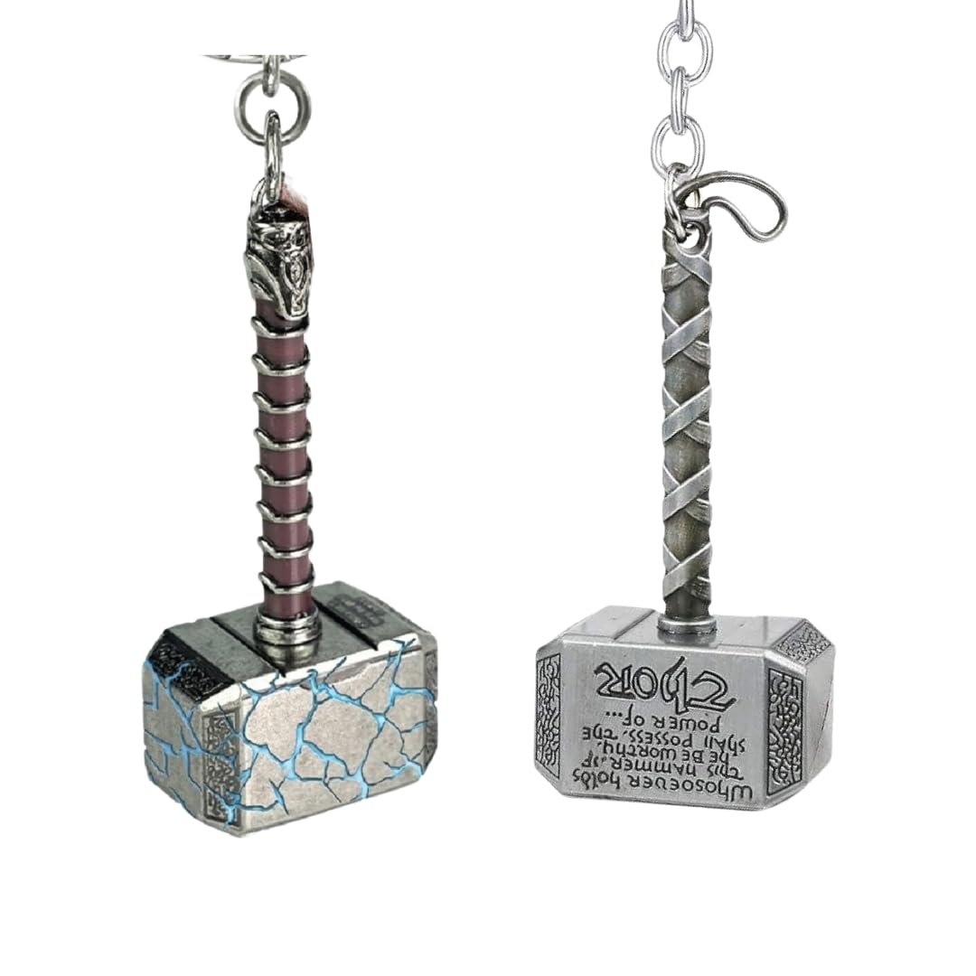 Yaa Catchy Marvel Avengers Thor's love and thunder Thor Hammer Pewter Mjolnir New limited edition Anti-Rust Metal Keychain & Keyring For Men, Women,Bike & Car for Thor Lover (Hammer Combo)