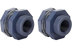 2 Pack of 1" I.D. x 3/4" NPT Female Threads PVC Bulkheads...