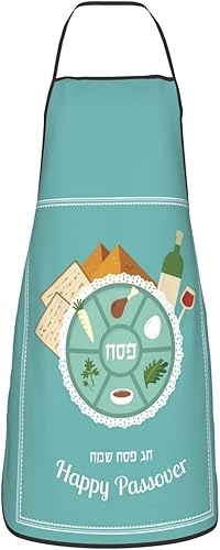 Happy Traditional - Delantal de Pascua judía ajustable para adultos, para cocinar, hornear