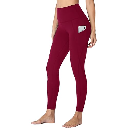 HLTPRO Leggings with Pockets for Women - Capri Yoga Pants High Waist Tummy Control for Workout, Running