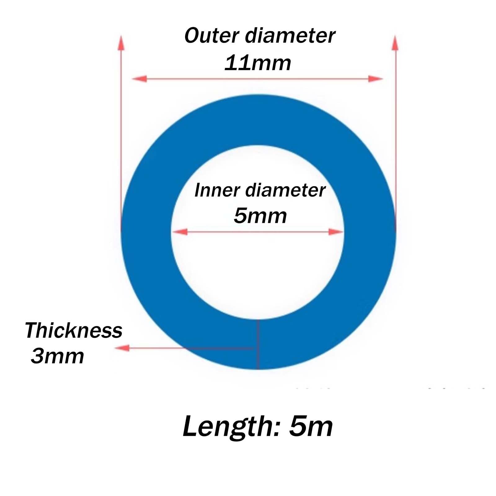 tubi di silicone, Tubo in silicone da 5 metri, diametro interno 5 mm, diametro esterno 6-11 mm(5x11mm)