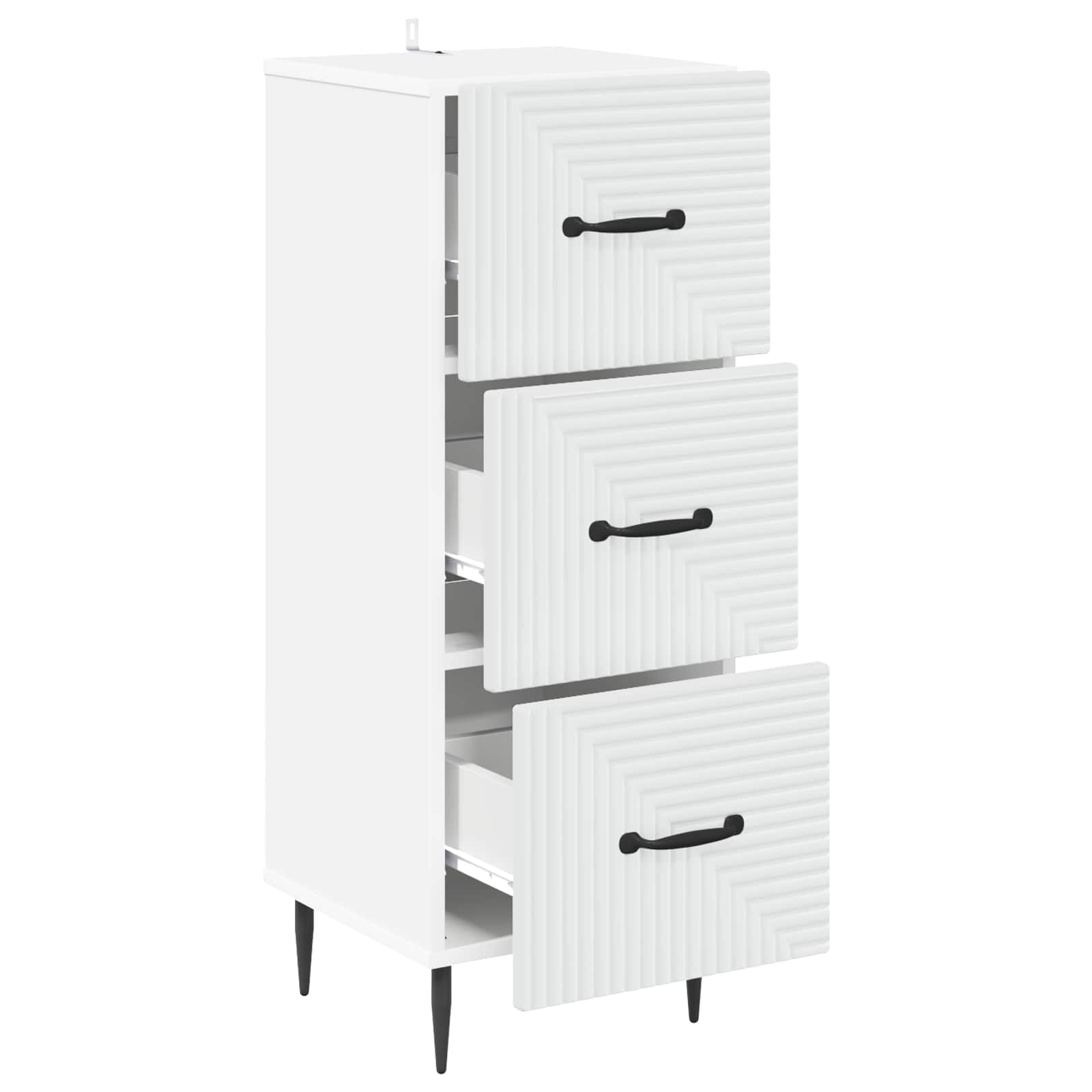 Cassettiera in legno bianco, 33 x 34,5 x 89,5 cm, 3 cassetti, per ufficio, corridoio, cantina, garage, officina, per riporre in ordine