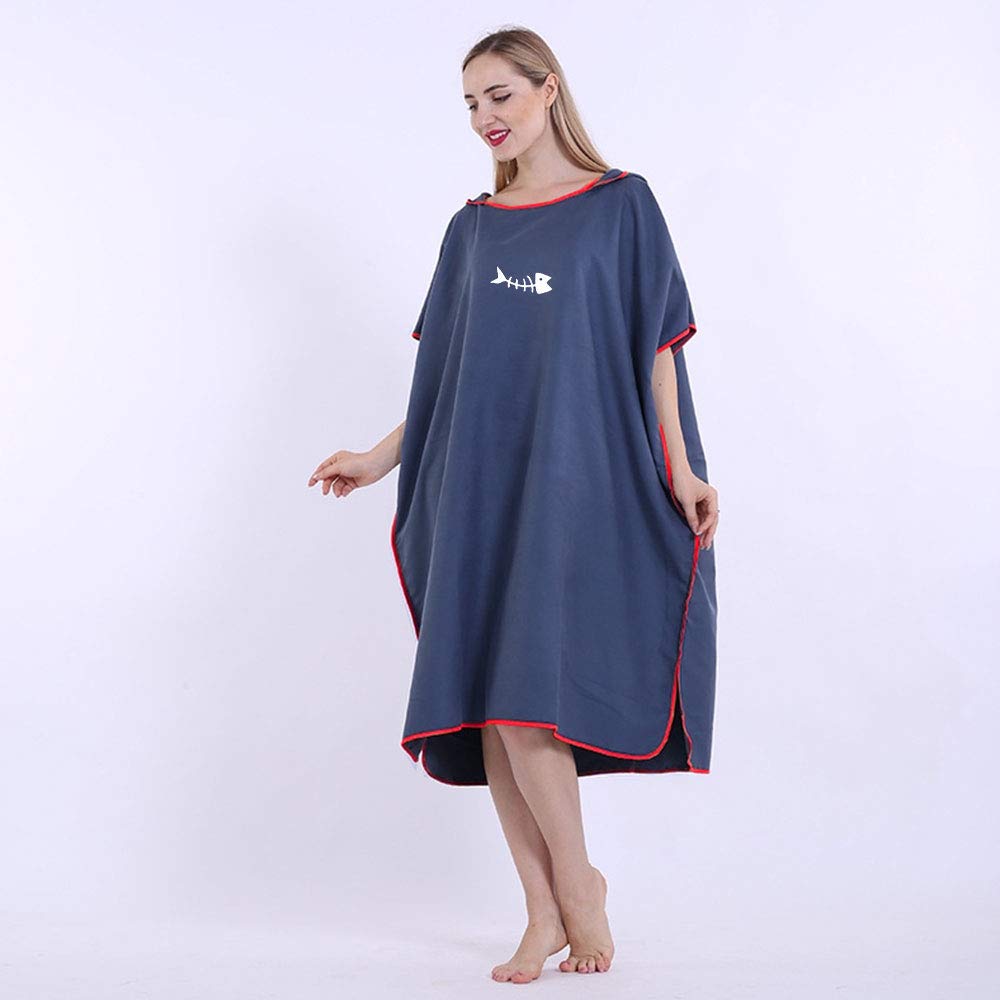 Unisex Adults Changing Robe, Surf Hooded Poncho, Quick Dry Bathrobe for Surfing Swimming and Beach (Navy)