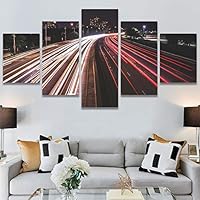SIGNWIN 5 Panel Canvas Wall Art Light Exposure for Home Decorations Ready to Hang - 60