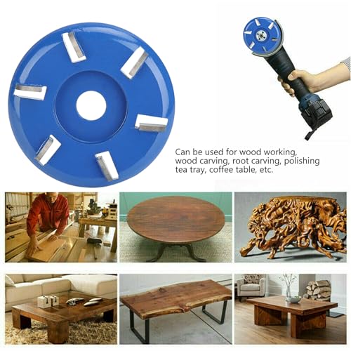 Watris Veiyi 6 Zahn Frässcheibe, Wolframstahl Holzfräser, Winkelschleifer Holz, Wurzelfräse für Holzschnitzerei (Bogenklinge)