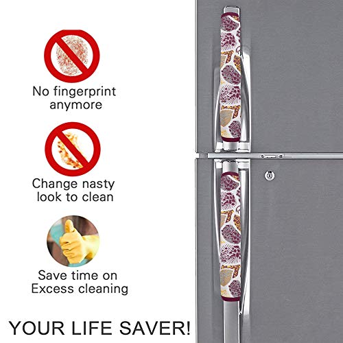 Image of DECOTREE� Exclusive Combo of 1 Cotton Fridge Top Cover, 1 Cotton Fridge Handle Covers, 4 Fridge Mats (Purple, 6 Pcs Set)