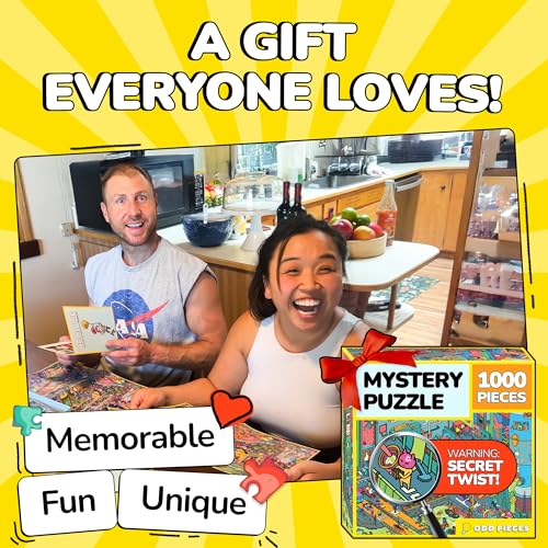 Image of Odd Pieces Jigsaw Puzzles 1000 Pieces with Storytelling Comics, for Women, White Elephant, Mystery Puzzle for Adults & Kids - 19.7'' x 27.6'' Frameable Magic Puzzle Art (Series 2)
