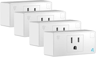 TOPGREENER Smart Mini Wi-Fi Plug with Energy Monitoring, Mini Smart Outlet, Control Lights and Appliances from Anywhere, No Hub Required, Works with Alexa and Google Assistant, TGWF115PQM, 4-Pack