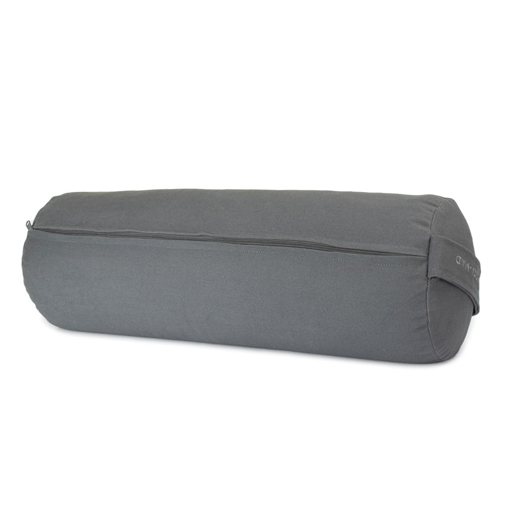 Yoga-Mad Wałek do Jogii Przyjazny dla Środowiska z Wypełnieniem Gryczanym 61 cm x 23 cm Zdejmowany Zmywalny Pokrowec Idealny do Medytacji i Ogólnego Wsparcia Niebieski