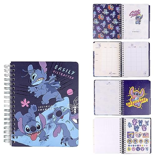 Planificador Semanal de Stitch - Libreta de Anillas para Planificación - Diseño en Color Azul y...