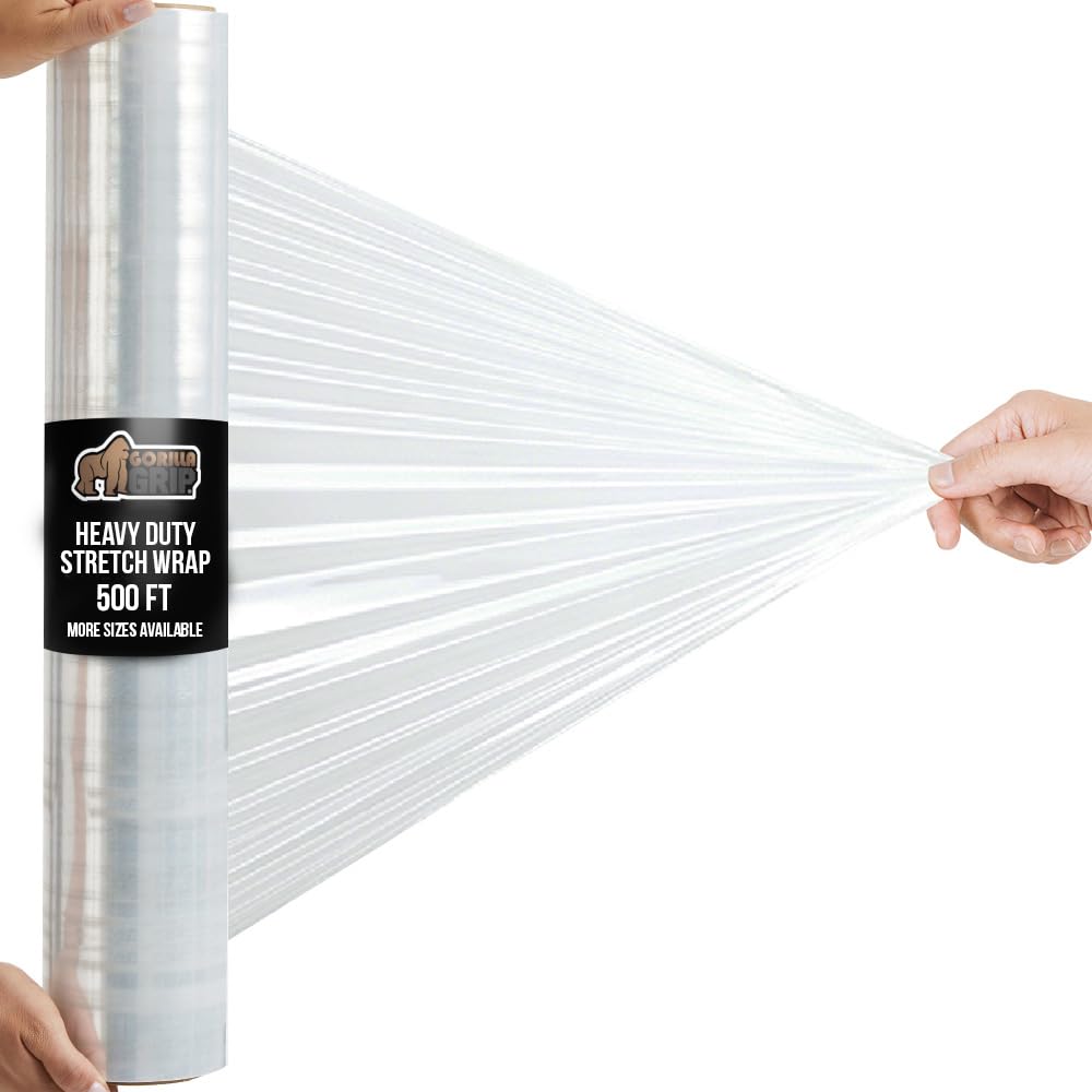 GORILLA GRIP Stretch Film Shrink Wrap for Moving, 500'x24" Roll